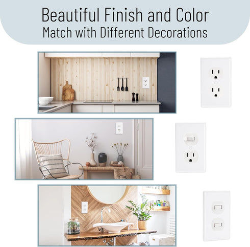 Bates- Duplex Wall Plate, 12 Pack, Light Almond Outlet Covers Wall Plate, Wall Plate Cover, Electrical Outlet Cover Plates, Wall Plates, Wall Outl...