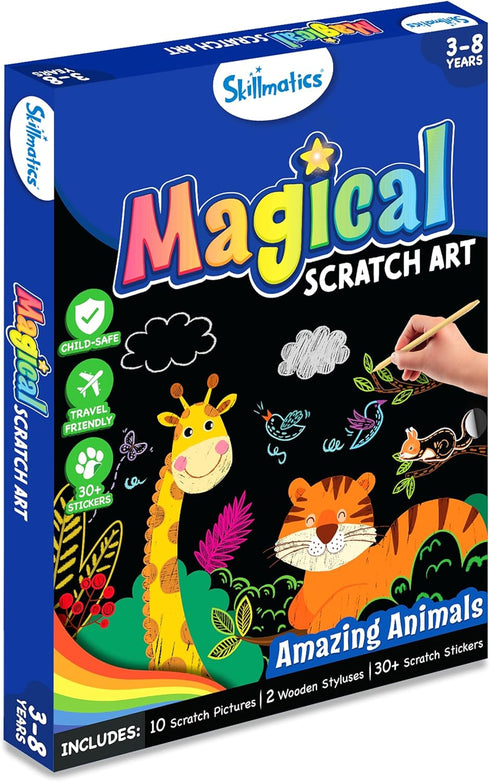 Skillmatics Magical Scratch Art Book for Kids - Animals, Craft Kits & Supplies, DIY Activity & Stickers, Gifts for Toddlers, Girls & Boys Ages 3, ...