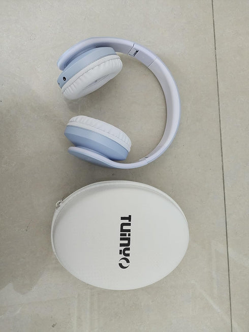 TUINYO Wireless Headphones Over Ear, Bluetooth Headphones with Microphone, Foldable Stereo Wireless Headset- Silver Blue...