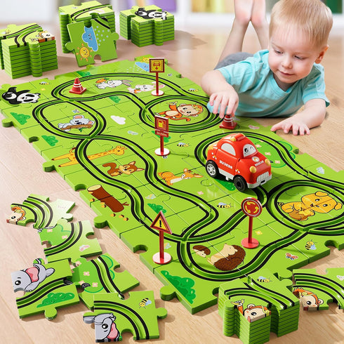 Bennol Toddler Toys Gifts for 3 4 5 Year Old Boys, 39 Jigsaw Puzzle Race Track Car Set Toys for Kids Boys Toddlers 3-5 4-6, Puzzle Tracks Car Toys...