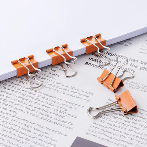 Small Binder Clips, 3/4 Inch (19mm) Binder Clips, 50 Pack Mini Binder Clips (Orange)...