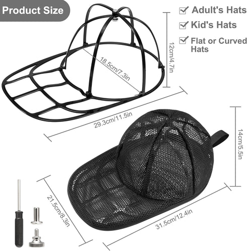 Hat Cleaner, 1Pack Baseball Caps Hat Washer for Washing Machine, Ball Cap Washing Hat Cage Protector Holder Fit for Adult and Kid's Caps, Foldable...