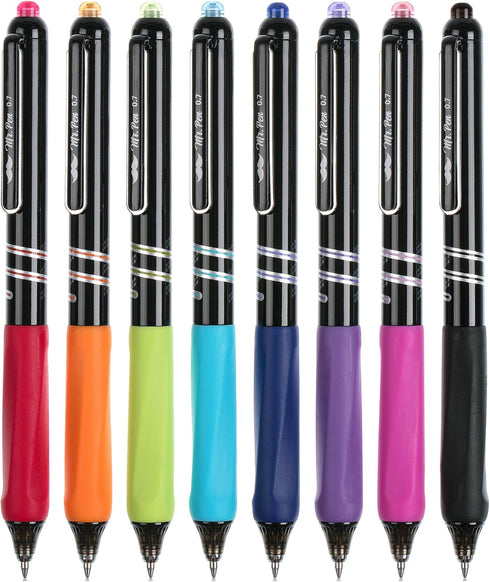 Mr. Pen- Retractable Gel Pens, 8 Pack, Vibrant Barrels, Fast Dry, Colorful Ink Gel Pens Fine Point 0.7mm, Retractable Pens, Cute Pens, Gel Ink Pen...