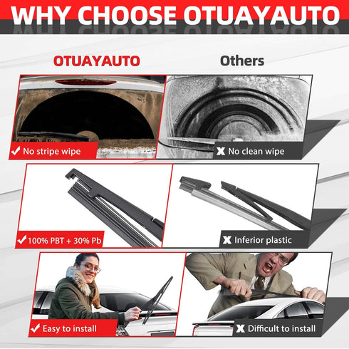 Replacement for Hyundai Tucson 2010-2015, Rear Windshield Wiper Arm Blade Set - OTUAYAUTO Factory OEM Style 988111H000...
