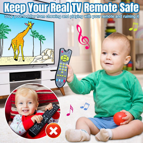 TV Remote Control Toy - Musical Play with Light and Sound for 6 Months+ Toddlers Boys or Girls kids Play Remote for Baby Preschool Education Three...
