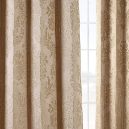 HPD Half Price Drapes Designer Damask Curtains for Room Decoration 96 Inches Long Faux Silk Room Darkening Curtains (1 Panel), 50W x 96L, Beige & ...