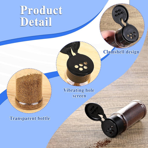 5 PCS Plastic Seasoning Containers with Shaker Lids 3oz Empty Spice Jars to Pour or Shake Storage Portable Black Red Green Clear Seasoning Bottles...