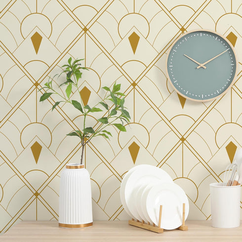 Dimoon 78.7"x17.3" Geometric Peel and Stick Wallpaper Beige Brown Contact Paper Geometrical Rhombus Thicken Waterproof Morden Self Adhesive Square...