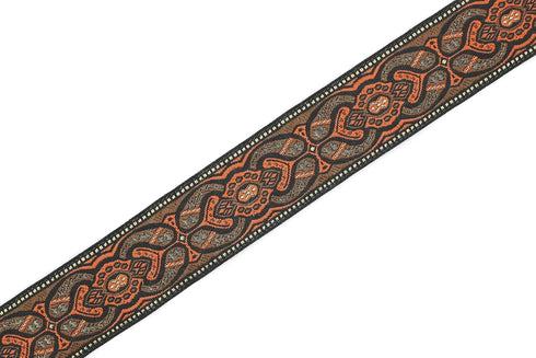 11 Yard Spool 0.98 inches Mystic Orange Brown Jacquard Ribbon Upholstery Fabric Sewing Trim DIY Supplies 25808...