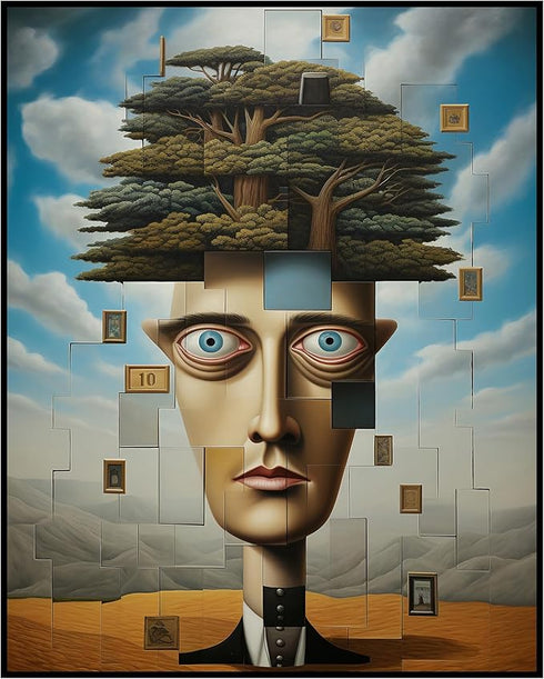Posterizer 1 pcs-wide eyed head growing a tree-Abstract & Modern Art-Fantasy & Fiction Art-Gift for Art Lovers-Decor for Home & Office- UNFRAMED W...