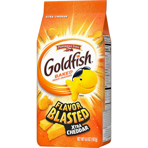Goldfish Flavor Blasted Xtra Cheddar Cheese Crackers, Baked Snack Crackers, 6.6 oz Bag...