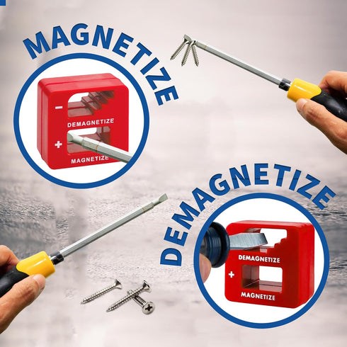 Demagnetizer and Magnetizer - Red - for Screwdrivers Tips, Bits, and Small Tools, Large or Big Screws, Drills, Drill Bits, Sockets, Nuts, Bolts, N...