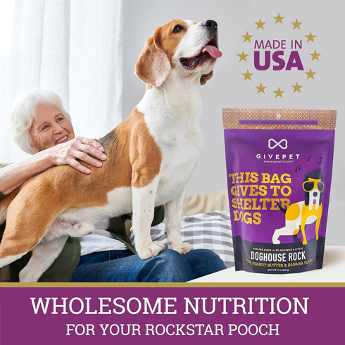 Doghouse Rock Dog Treats, 11 oz by GivePet - Premium Dog Training Treats, Grain-Free with No Artificial Flavors - Bacon, Peanut Butter and Banana ...