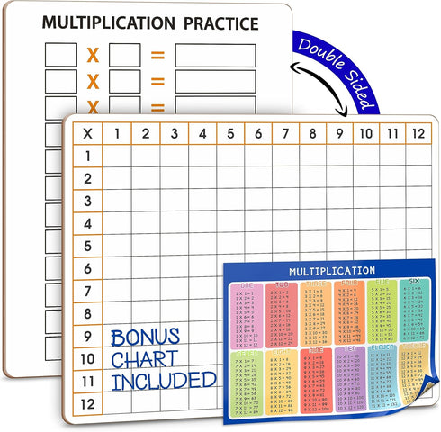 SCRIBBLEDO Dry Erase Multiplication Chart Whiteboard 11" x 14" Multiplication Table Double Sided Times Table Math Manipulatives White Board for Ki...