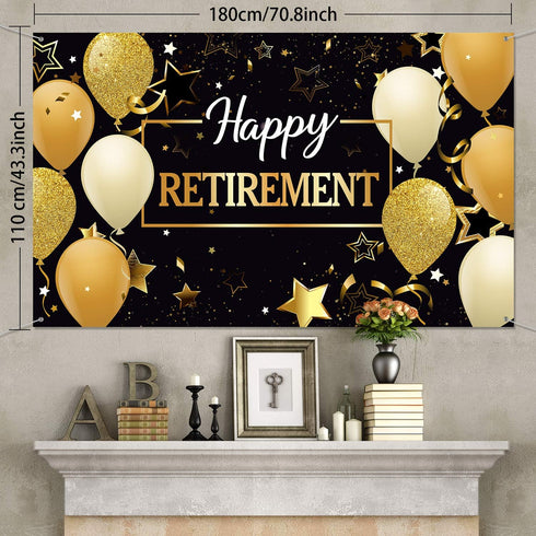 Blulu Retirement Party Decorations, Extra Large Fabric Retire Sign Banner Photo Booth Backdrop Background with Rope for Retirement Party Favor(70....