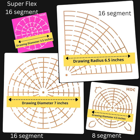 Mandala Stencil - 4 piece set including Super Flexible template - by Happy Dotting Company - stencils for mandala art and dot painting on mugs, bo...