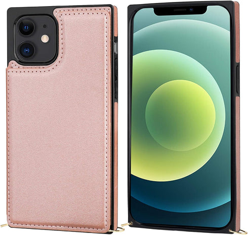 Bocasal Crossbody Wallet Case for iPhone 12 Mini Credit Card Holder PU Leather Kickstand Shockproof Detachable Cross Body Strap Lanyard Magnetic C...