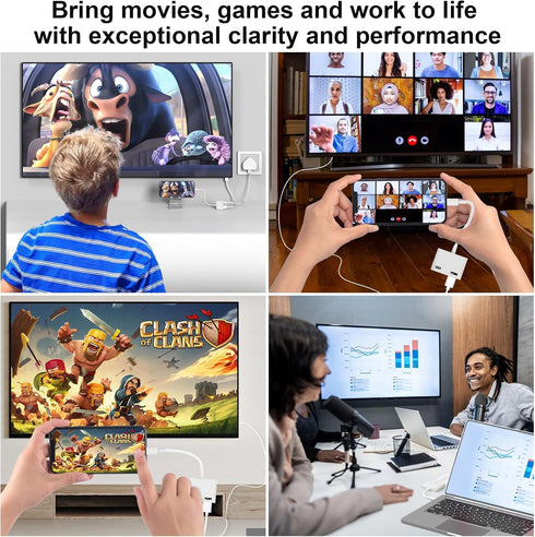 Lightning to HDMI Adapter for iPhone to TV/Projrctor/Monitor,?Apple MFi Certified? Lightning to Digital AV Adapter 1080P Sync Screen Converter for...
