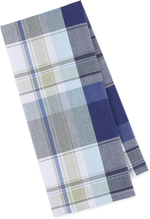 2 Embroidered Lake Kitchen Towels with 1 Plaid Towel | Relax You're at The Lake, Plaid Print, Lake Life Decor Theme Towel Set...