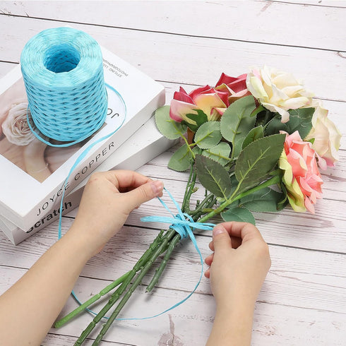 PATIKIL Raffia Paper Craft Ribbon Assortment Kit, Natural Raffia String with Scissor for Gifts, Flower Bouquets, Decoration, Burgundy, 218 Yards...