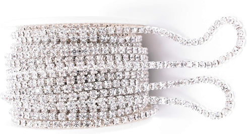 11 Yard Crystal Rhinestone Close Chain Trim Sewing Craft 3mm Silver Color...