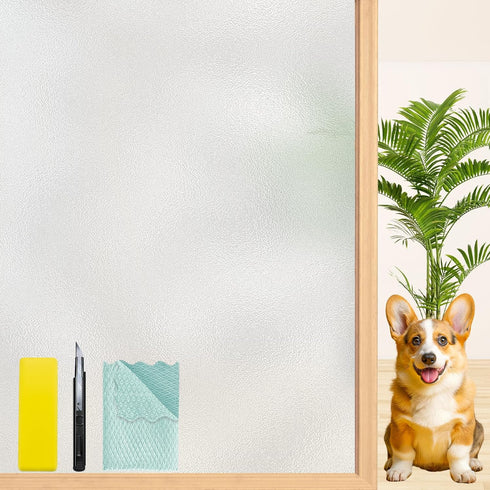 Niviy Frosted Glass Window Privacy Film with Free Installation Tools Static Cling Bathroom Window Frosting Film Day and Night Windows Cling Home G...
