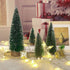 Tiny Christmas Trees, 4pcs Mini Artificial Xmas Sisal Snow Frost Tabletop Trees, Green Bottle Brush Trees with Wood Base, for Christmas Décor...