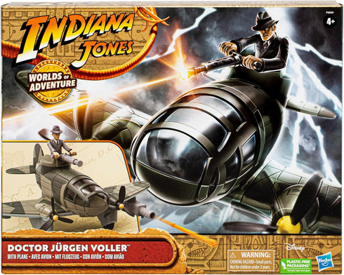 Indiana Jones Worlds of Adventure Doctor Juergen Voller with Plane Action Figure Set, 2.5-inch, Action Figures for Kids Ages 4 and Up...