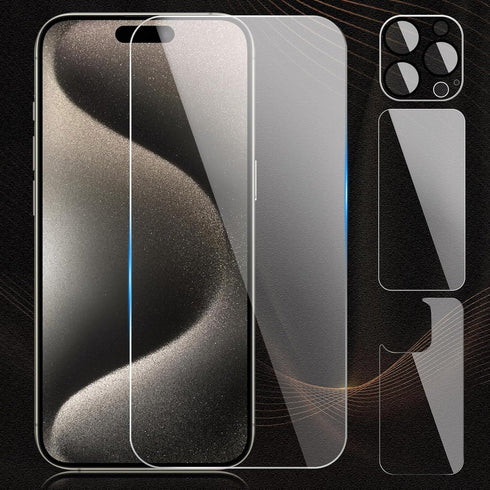 Screen Protector for iPhone 15 Pro Max, Tempered Glass Screen Protector including Front and Back Protectors, Camera Protector, 3-in-1 Protection (...
