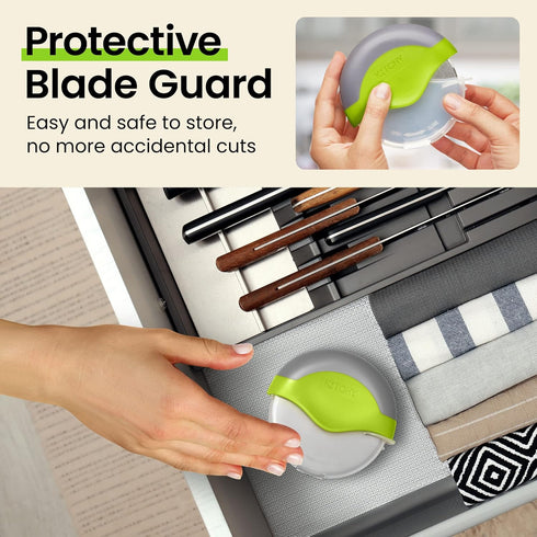Kitchy Pizza Cutter Wheel with Protective Blade Cover, Ergonomic Pizza Slicer (Green)...
