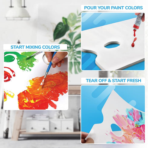 Bellofy 2X Palette Paper Artist Palette - Start Fresh with Disposable Paint Palette - 9x12 in Oil Paint Palette - Palette for Acrylic Painting for...