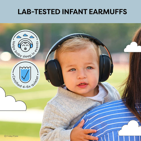 Baby Travel Noise-Cancelling Earmuffs with Adjustable Headband - Infant Ear Protection Headphones for Ages 0-24 Months - Black...