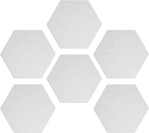 Navaris Hexagon Felt Board Tiles - Set of 6 Notice Memo Bulletin Boards with Push Pins Pack 5.9 x 7 inches (15 x 17.7 cm) - White...