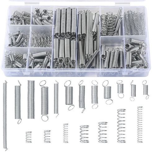 210 Pcs Spring Assortment Kit, Compression and Extension Springs, Zinc Plated Steel Wire Springs Repair Set for Home Repairs Tool, 20 Kinds Sizes...