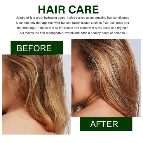 Jojoba Oil for Hair Oil and Body Oil, Natural Cold Pressed Skin Care Cuticles Oil for Hair Care and Skin Deeply Moisturizing, Effective for Dry Da...