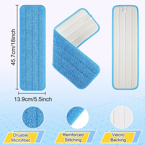18 inch Reusable Mop Pads Microfiber Spray Mop Replacement Heads for Wet/Dry Mops Compatible with Bona Floor Care System (5 Pack)...