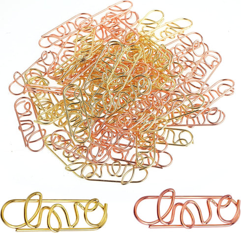 60Pcs Love Shape Paper Clips Rose Gold Heart Paper Clips Love Gold Paperclips Funny Cute Paperclips Metal Paper Clips Love Heart Shapes Bookmarks ...