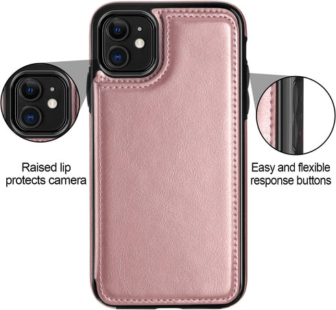 HianDier Wallet Case for iPhone 11 6.1-inch Slim Protective Case with Credit Card Slot Holder Flip Folio Soft PU Leather Magnetic Closure Cover fo...