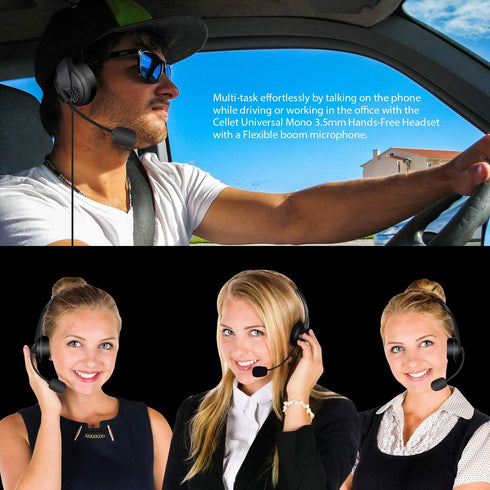 Cellet Wired Hands Free Headphones with 3.5mm Jack, compatible to Computer Cellphone Headphone PC Skype Webinar Smart Phone Call Center Use Hands ...