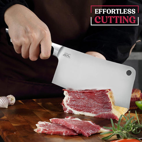 LDC Meat Cleaver 7" Inch Knife - High-Carbon Stainless Steel for Heavy-Duty, Chef Knife for Meat and Vegetable Slicing, Mincing and Chopping....
