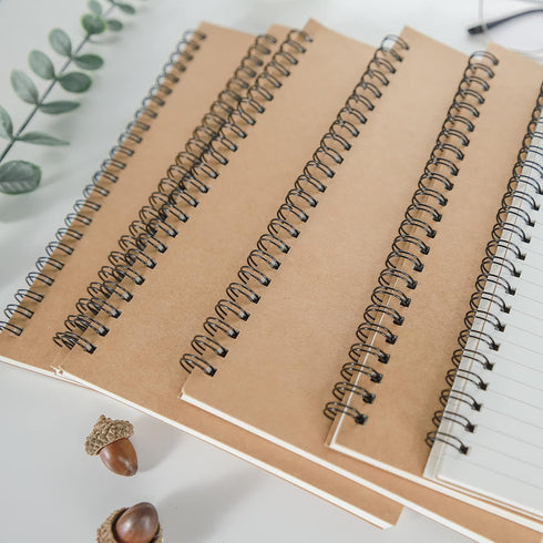 TWONE Notebook, College Ruled Spiral Notebook with Kraft Brown Soft Cover for Note Taking, Home, School, 100 Pages 50 Sheets Notebook, 5-1/2x8-1/4...