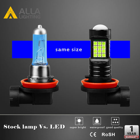Alla Lighting H8 H11 LED Bulbs, Fog Lights or DRL Lamps Replacement 8000K Ice Blue 12V H11LL H8LL H16 for Cars, Trucks, Xtreme Super Bright 3030 3...