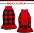 Dog Sweater Dress Plaid Knitwear for Small Medium Dogs Warm Puppy Pet Turtleneck Stretch Pullover Cute Fall Winter Vest Clothes with Leash Hole fo...
