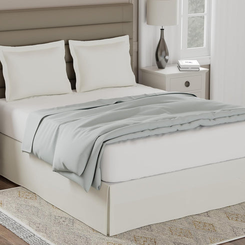 Lux Hotel Tailored Bed Skirt Classic 14" Drop Length Pleated Styling, Full, Ivory...