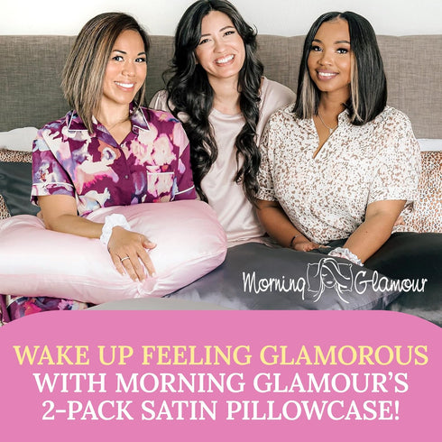 Morning Glamour Satin Pillowcases for Hair & Skin, Similar to Silk, Standard/Queen Size Set of 2, Cooling Pillow Case with Envelope Closure, Gifts...