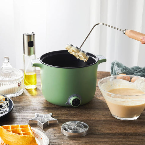 7 Pcs Achappam Mold Bunuelos Mold with Handle Rosette Iron Set Aluminum Rosette Maker Heart Star Circle Square Cookies Mold for Interchangeable He...