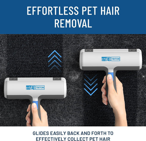 Triton Pet Hair Remover w/Fur Trapping Compartment - Easy to Use Pet Hair Removal Tool - Cat & Dog Hair Remover for Couch, Furniture, Clothes, Bed...