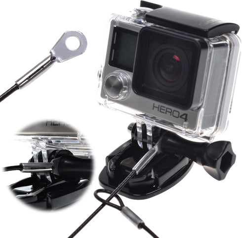 Cosmos 2 PCS 12 Inch Black Color Stainless Steel Tether Lanyard Wire Coated in Soft Plastic compatible with Gopro Hero4 and All Previous Gopro Edi...