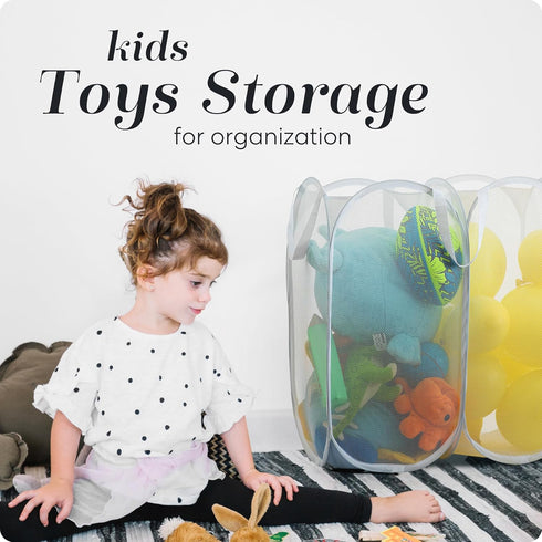 Handy Laundry Mesh Popup Hamper - Two Compartments, Collapsible for Storage and Easy to Open. Folding Pop-Up Clothes are Great for The Kids Room, ...