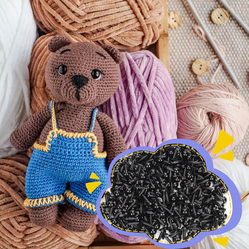 600pcs 8mm Safety Eyes with Washers, Plastic Safety Eyes Black Doll Eyes Stuffed Animal Eyes for Amigurumi Crochet DIY Crafts Bear Animal Making S...